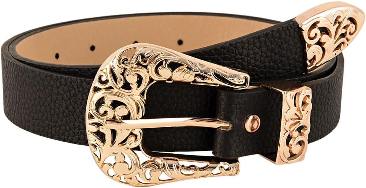 Verdusa Women's Western Cowboy Embossed Buckle Belt Cowgirl Fashion Waist Belts | Amazon (US)