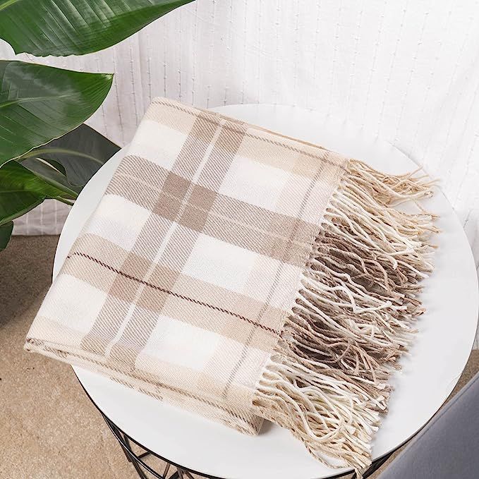 Battilo Buffalo Plaid Throw Blanket for Couch - Farmhouse Check Pattern - Soft Woven with Decorat... | Amazon (US)