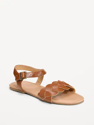 Faux-Leather Braided-Strap Sandals for Girls | Old Navy (US)