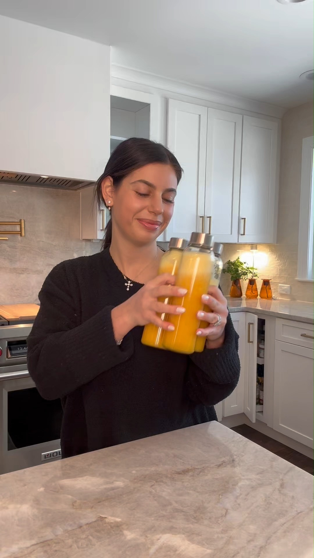Immune Boosting Juice with NO juicer necessary! 🍊🥥🌶️ these are so good taken as a shot or drink more. I store them in these glass bottles.

• 2-3 oranges
• 1 lemon
•. 1 cup coconut water
• 3 tbsp apple cider vinegar
• 1–2 tbsp raw honey (to taste)
• ½ inch fresh ginger
• 1 small garlic clove
• ¼ tsp turmeric
• Pinch cayenne pepper (very small pinch — potent)
• Optional: tiny pinch black pepper (helps turmeric absorption)

Blend all ingredients until combined and store in fridge! This recipe makes 2-3 bottles. 

 #LTKHome