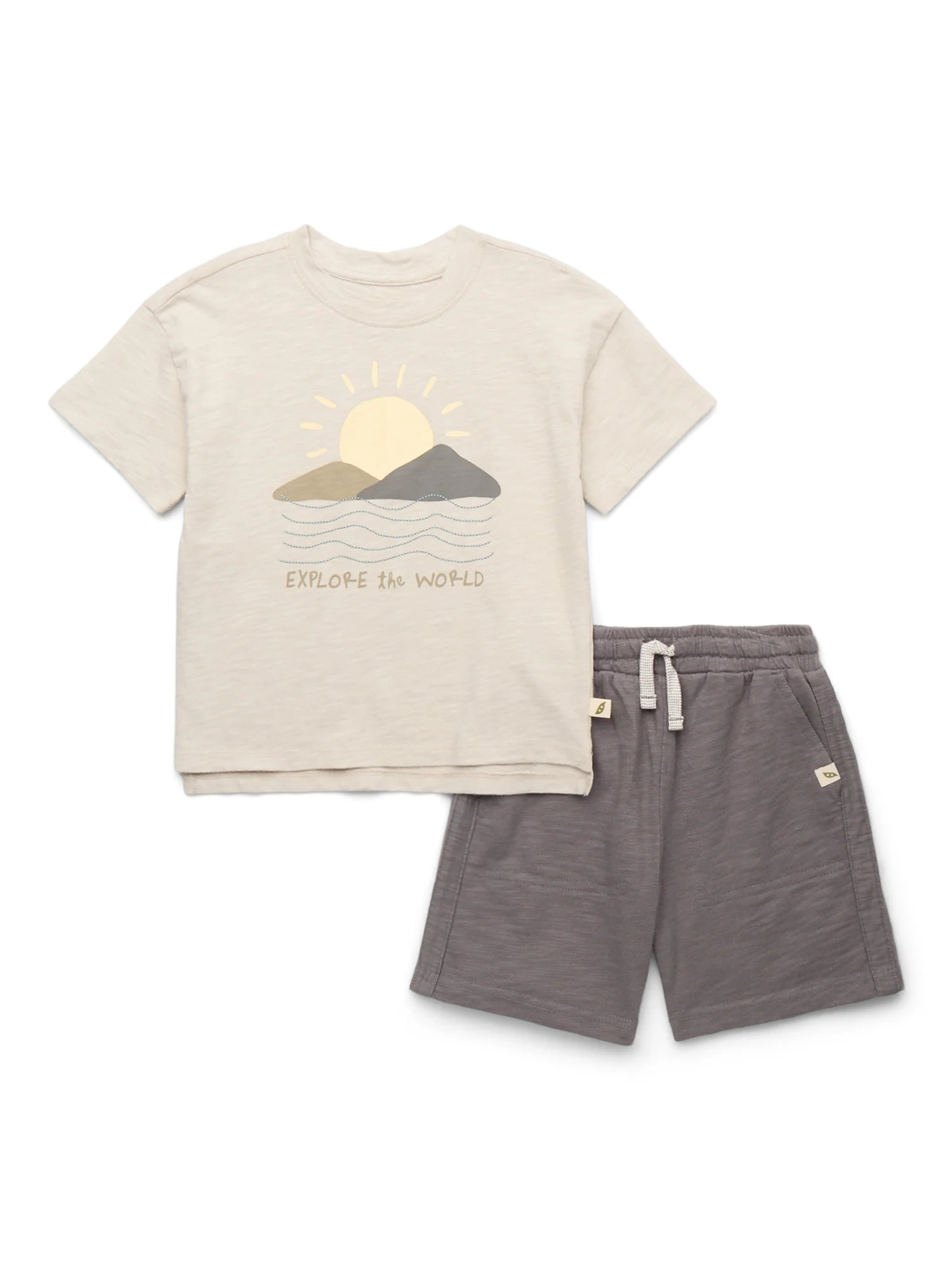 easy-peasy Toddler Boys Organic Cotton Graphic Tee & Pocket Shorts Set, 2-Piece, Sizes 18M-5T | Walmart (US)