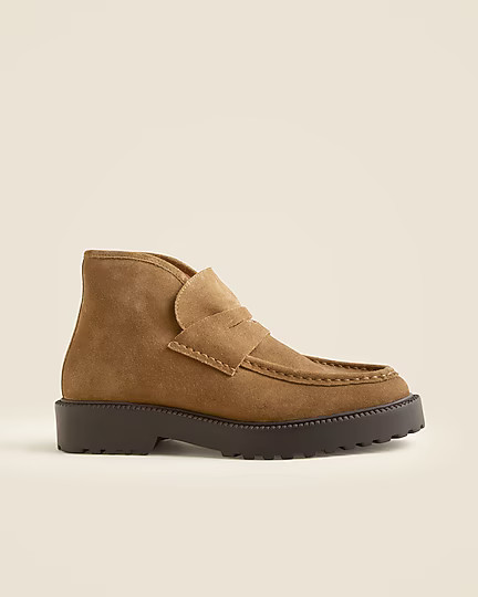 Lug-sole loafer boots in suede | J. Crew US
