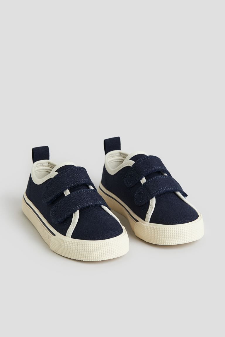 Canvas Hook-loop Sneakers - Dark blue - Kids | H&M US | H&M (US + CA)