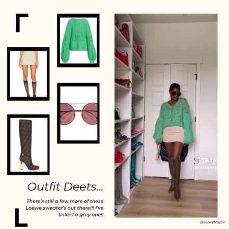 Outfit breakdown: spring outfit inspo! 

-Sweater: Loewe -> almost out of stock! Set alerts for restocks available! 
-Skirt: DISSH
-Sunnies: Fendi
-Boots: Fendii
-Bag: YSL

Outfit balance matters = mini skirt paired with a long-sleeved sweater is a great outfit combo. 

Also, a pop of color added to an otherwise neutral look creates the perfect spring vibe! 

#LTKstyletip #LTKSeasonal #LTKitbag