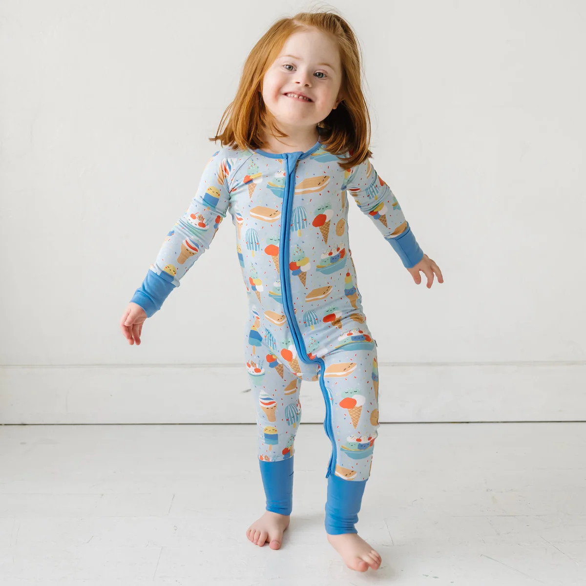 Blueberry Ice Cream Social Bamboo Viscose Zippy | Little Sleepies