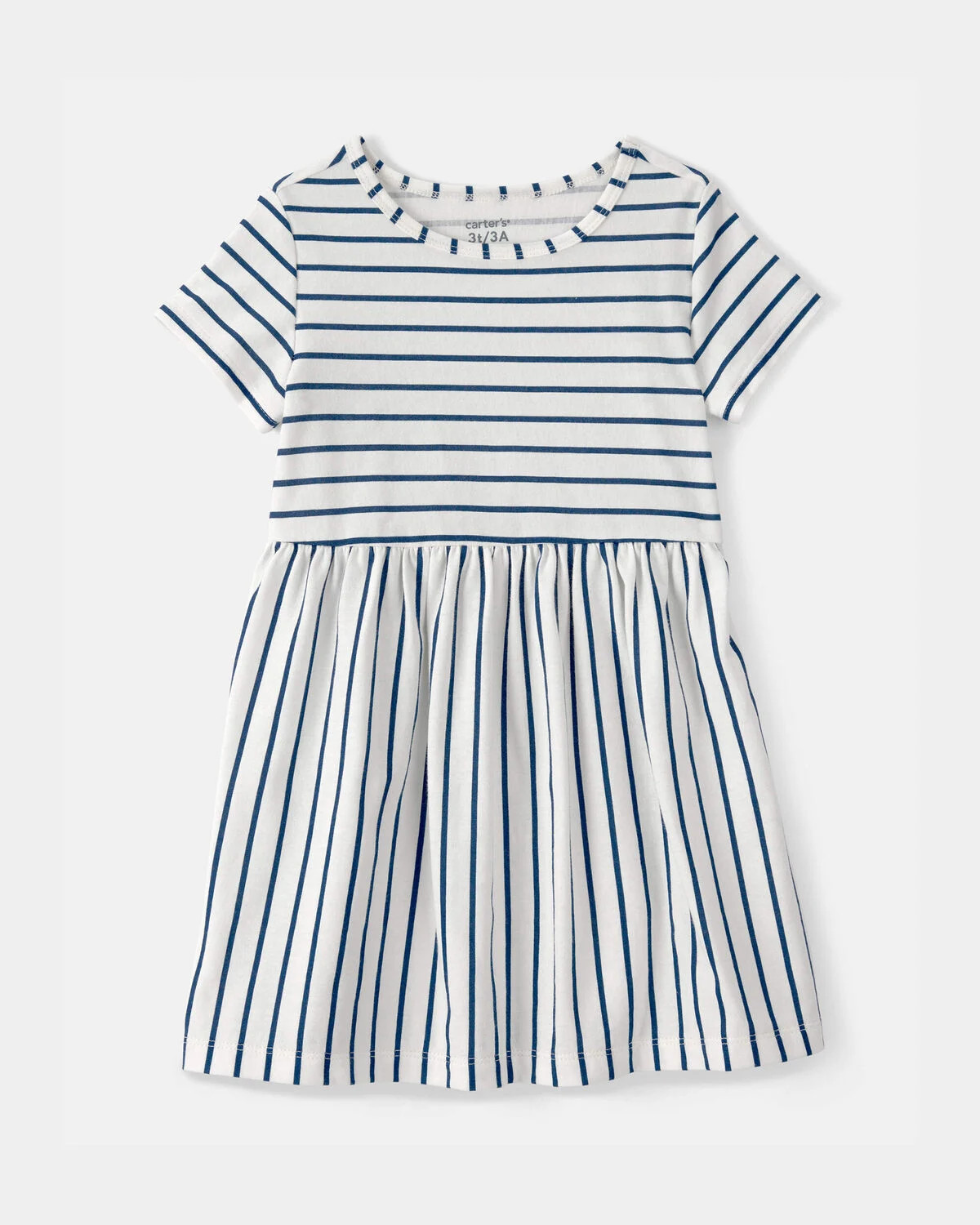 Toddler Girl Striped Short-Sleeve Dress - Blue/Ivory | Carter's Inc