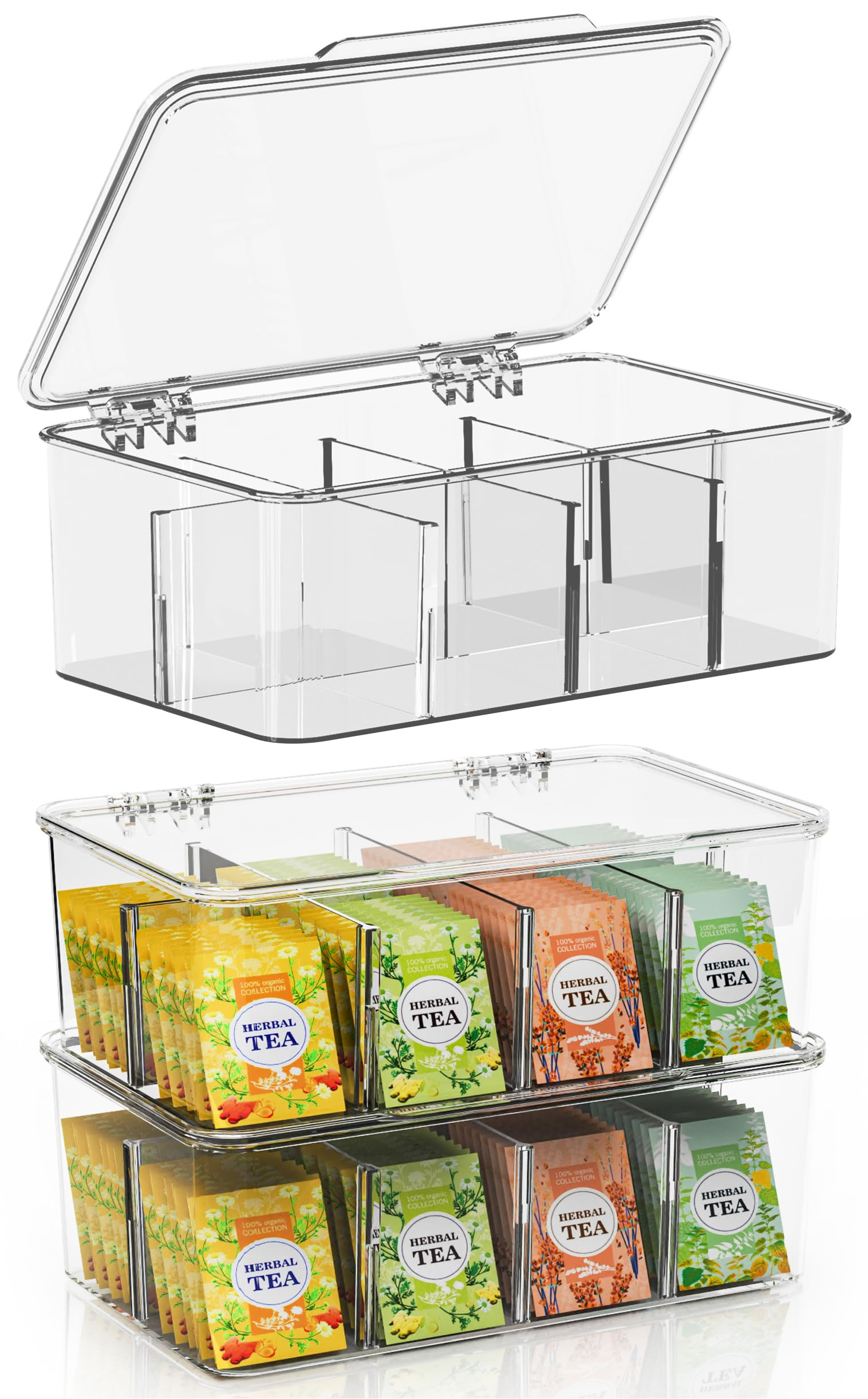 Utopia Home Tea Bag Organizer – 3 Pack Stackable Tea Storage Containers with Lids – Clear Pla... | Amazon (US)