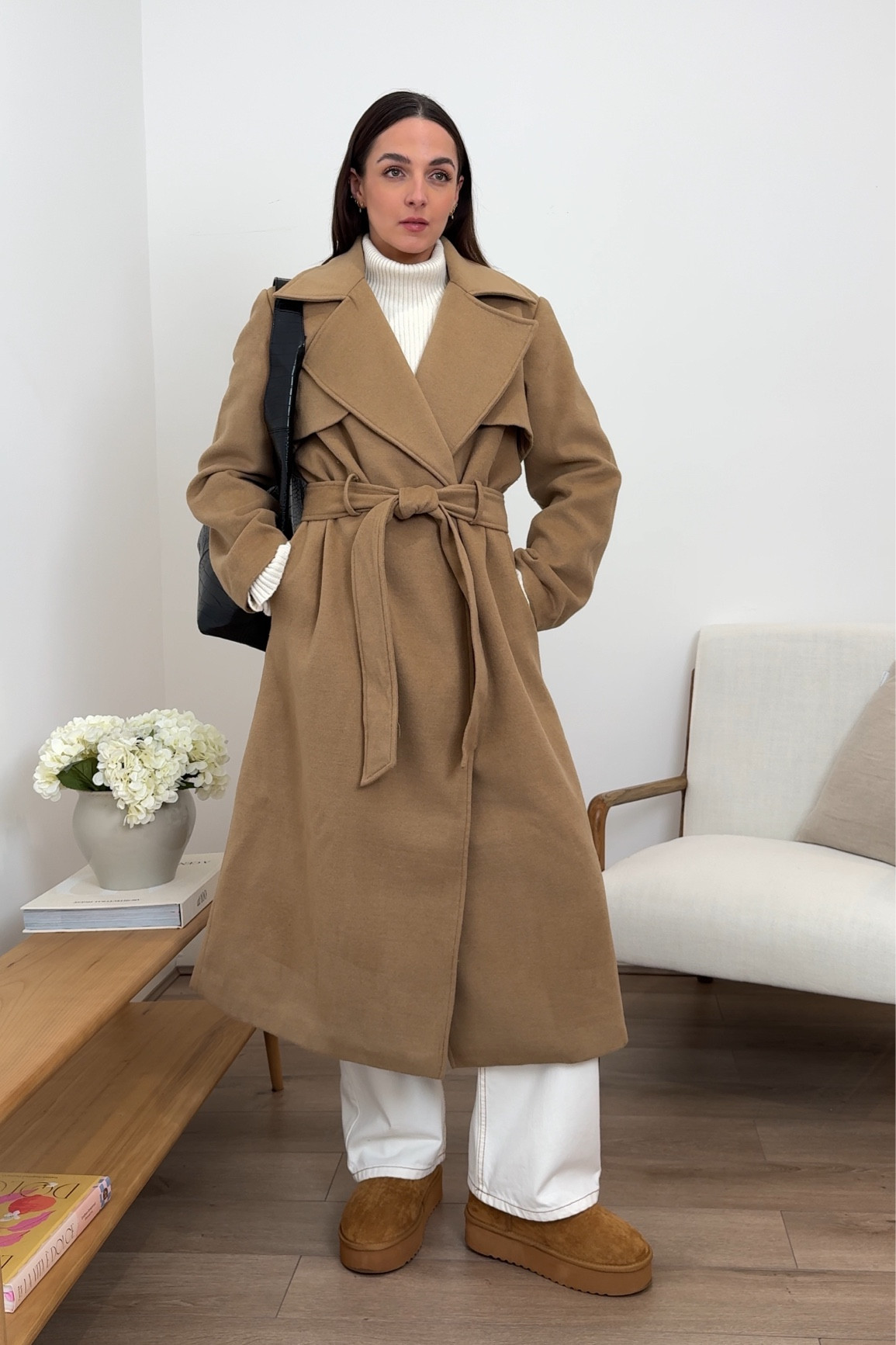 Everyday outfit, cosy outfit, winter outfit, camel coat, neutral outfit, capsule wardrobe, UGGS, white jeans 

#LTKeurope #LTKstyletip #LTKshoecrush