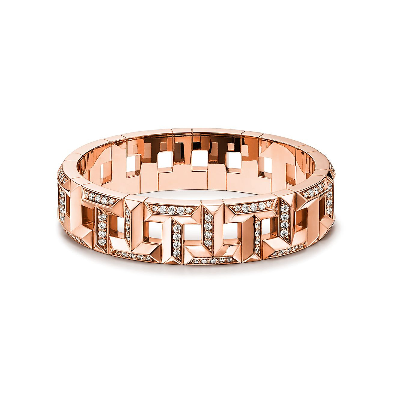 Tiffany T True diamond hinged bangle in 18k rose gold, small. | Tiffany & Co. | Tiffany & Co. (UK)