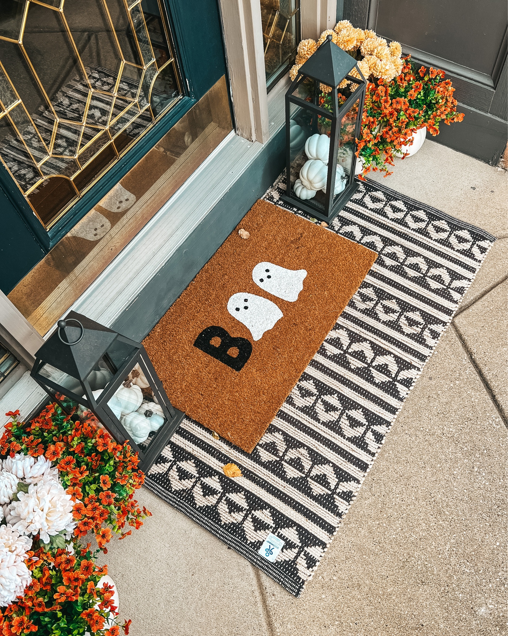 Halloween door mat. Halloween porch mat. Halloween home decor. Porch decor. Halloween decorations. Outdoor decor. Fall decor. Fall front porch. Faux mums. Ghost decor. 

#LTKHalloween #LTKhome #LTKSeasonal