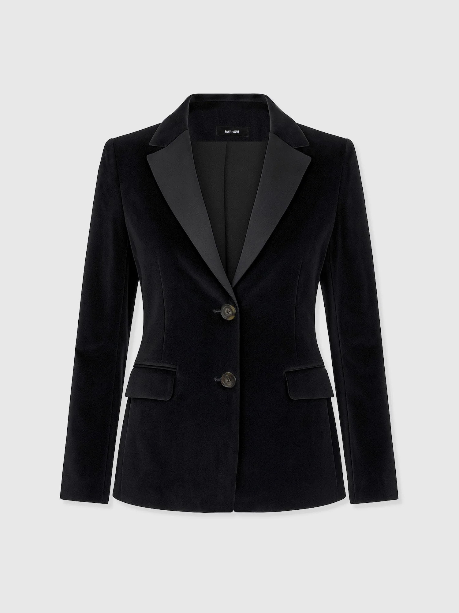Axel Single Breasted Blazer - Black Velvet | Saint + Sofia