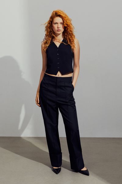 Crêpe suit waistcoat - Black - Ladies | H&M GB | H&M (UK, MY, IN, SG, PH, TW, HK)