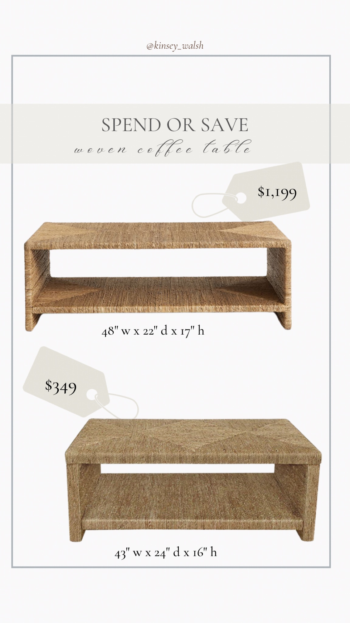 Spend or save woven coffee tables! 

#LTKSaleAlert #LTKHome #LTKStyleTip
