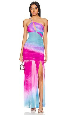 ROCOCO SAND Cloud One Shoulder Maxi Dress in Blue & Pink from Revolve.com | Revolve Clothing (Global)