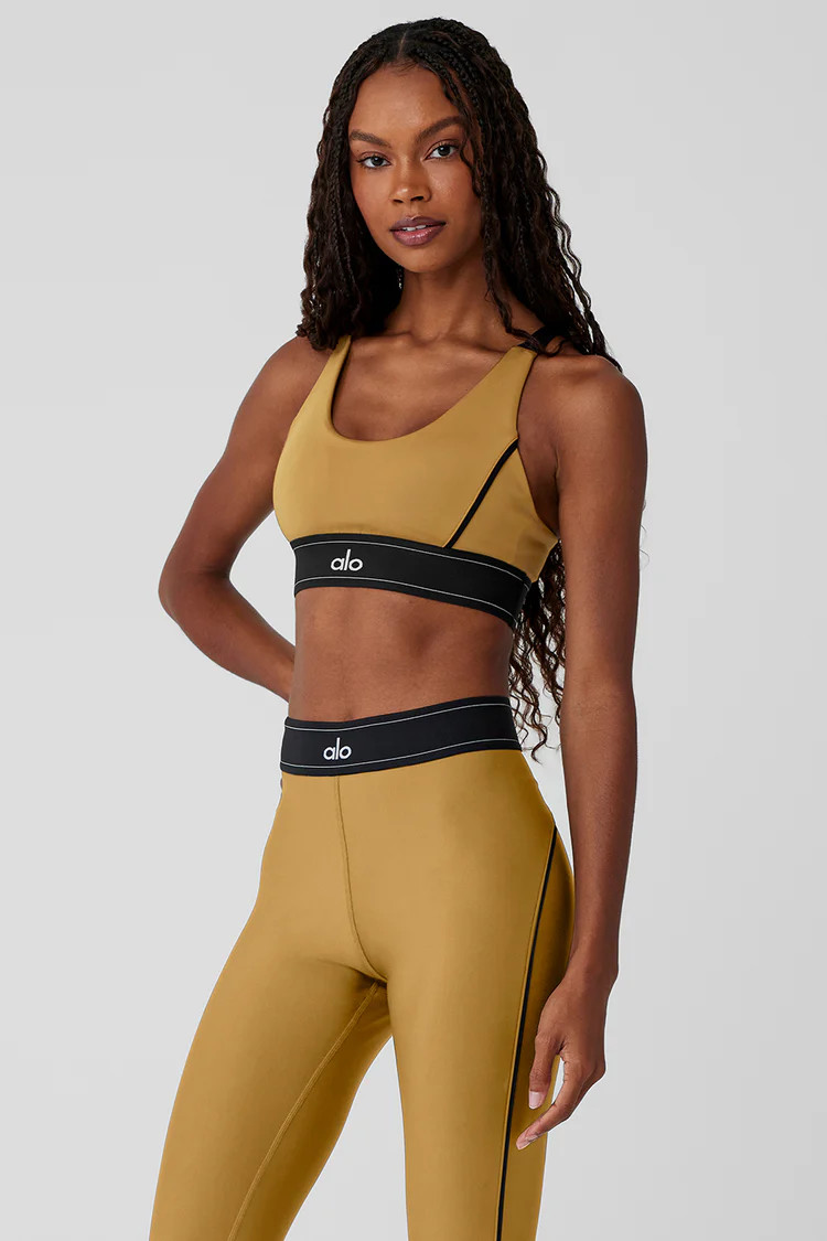 Airlift Suit Up Bra - Golden Olive Branch/Black | Alo Yoga (US)