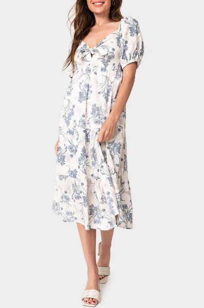 Summertime Tie Front Midi Dress With Slit | Gibson
