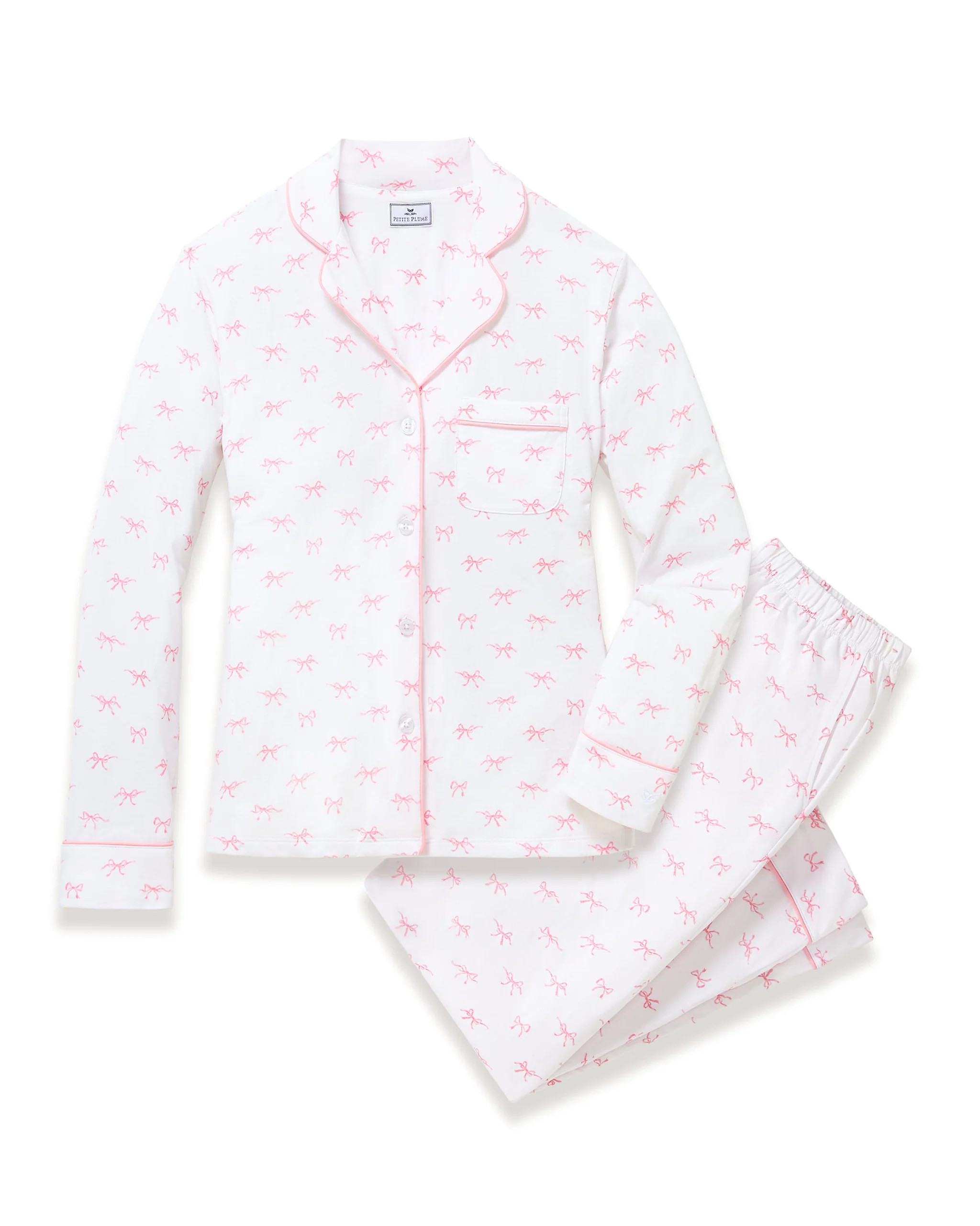 Women's Pima Pajama Set in Blushing Bows | Petite Plume