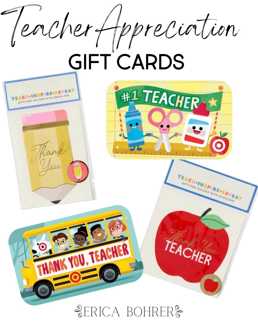 Teacher appreciation gift idea!  As a real teacher let me tell you, gift cards are the best.  We can use them for whatever we want, school supplies, food, clothing, ect.  Don’t get teachers a mug, tote, or something personalized chances are they already have a ton of those.  The best gift of all would actually be a letter of thanks and acknowledgment of all their hard work.  Bonus points if you cc a copy to the superintendent and principal. 


#LTKKids #LTKmomlife