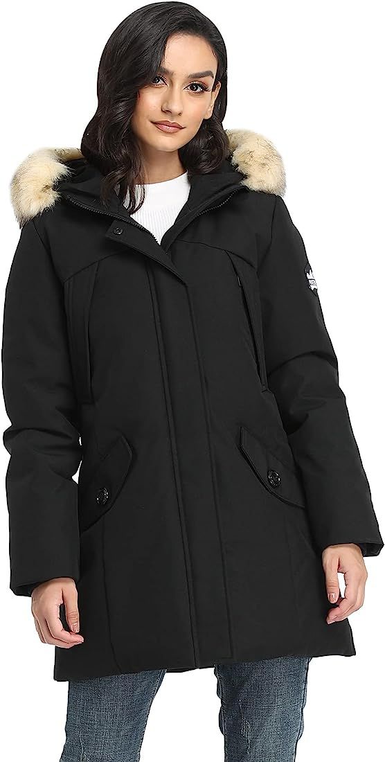 PUREMSX Women's Padded Jacket, Ladies Long Thicken Parka Faux Fur Vegan Down Winter Hooded Outwear W | Amazon (US)