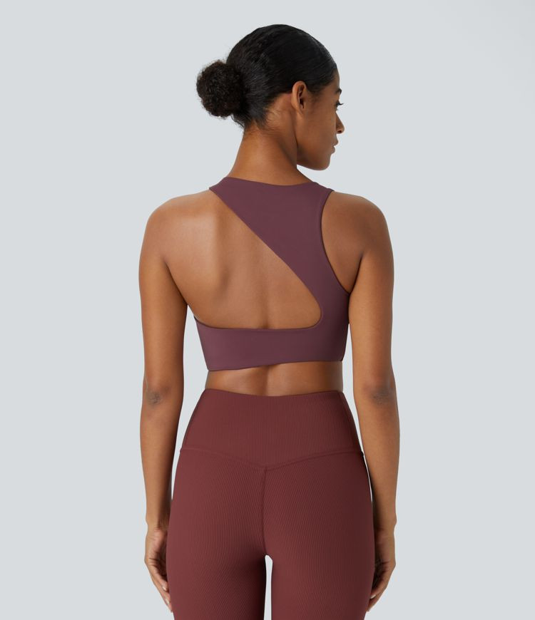 Women’s Softlyzero™ Plush Low Support  Asymmetric Backless Yoga Sports Bra - Halara | HALARA