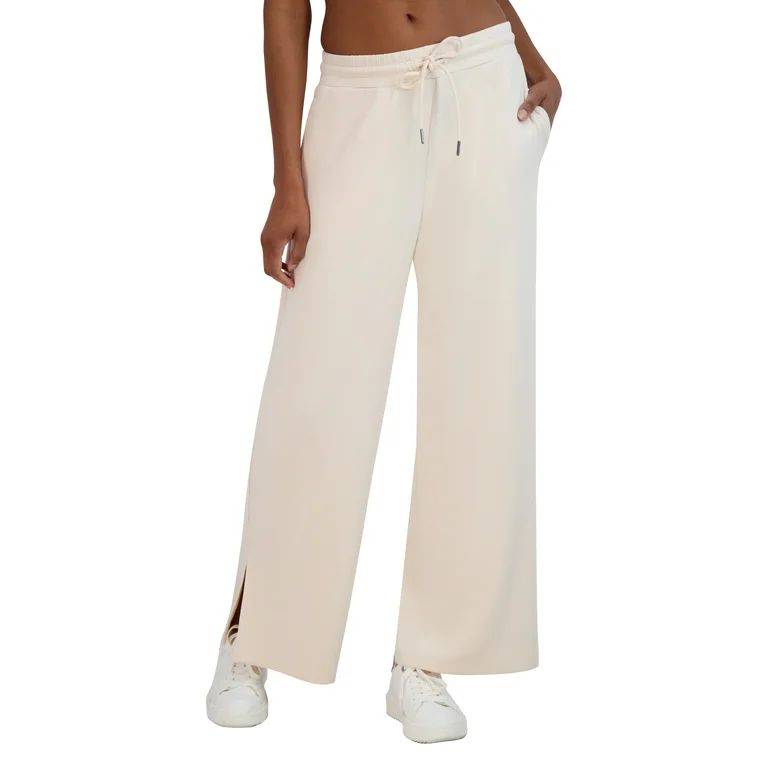 BCBG Paris Women's High Rise Wide Leg Stretch Scuba Pants with Pockets and Side Slit, Sizes XS to... | Walmart (US)