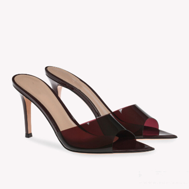 Womens Pointed Toe Mules Sandals High Heels Clear Fashion Slip On Slippers Party  | eBay | eBay UK