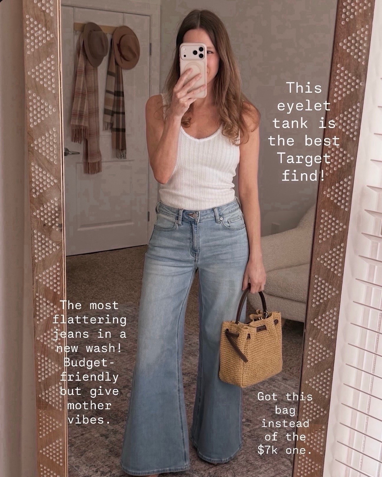 I keep reaching for this eyelet tank because it works with literally everything and looks way more expensive than Target prices.

eyelet tank top, white ribbed tank, casual spring outfit, wide leg jeans outfit, Target fashion finds, affordable spring tops, neutral tank top, casual chic style, everyday basics, spring wardrobe essentials, light wash denim, woven bag outfit, casual mom style, budget friendly fashion, versatile white tank

#LTKOver40 #LTKmomlife #LTKSeasonal