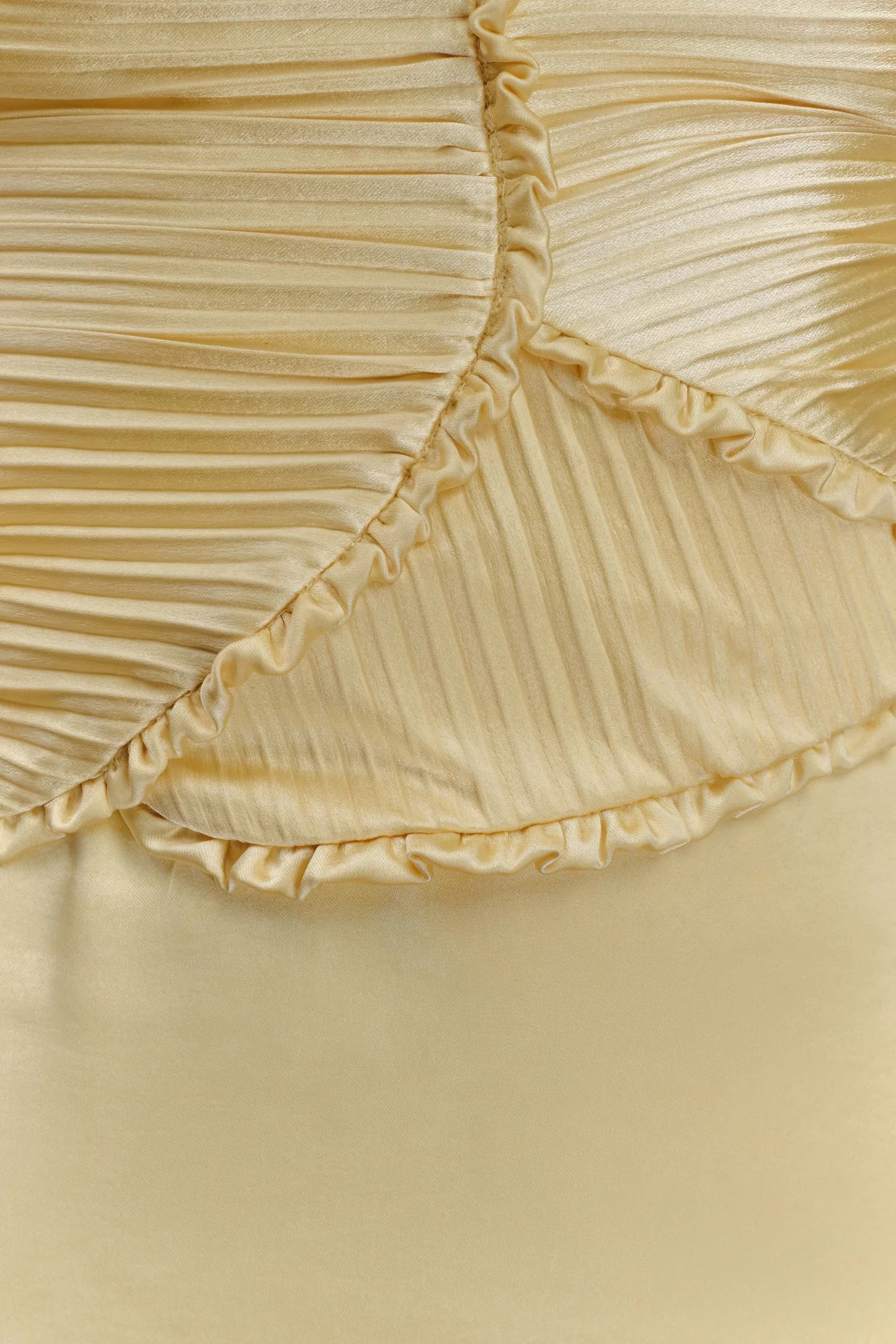 Larissa Satin Maxi Dress With Ruched Petals - Lemon | MESHKI US