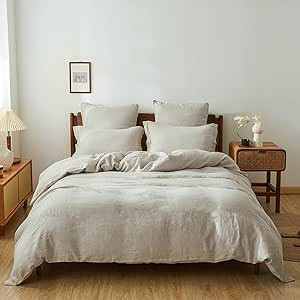 Simple&Opulence 100% Linen Duvet Cover Set with Washed-French Flax-3 Pieces Solid Color Basic Sty... | Amazon (US)