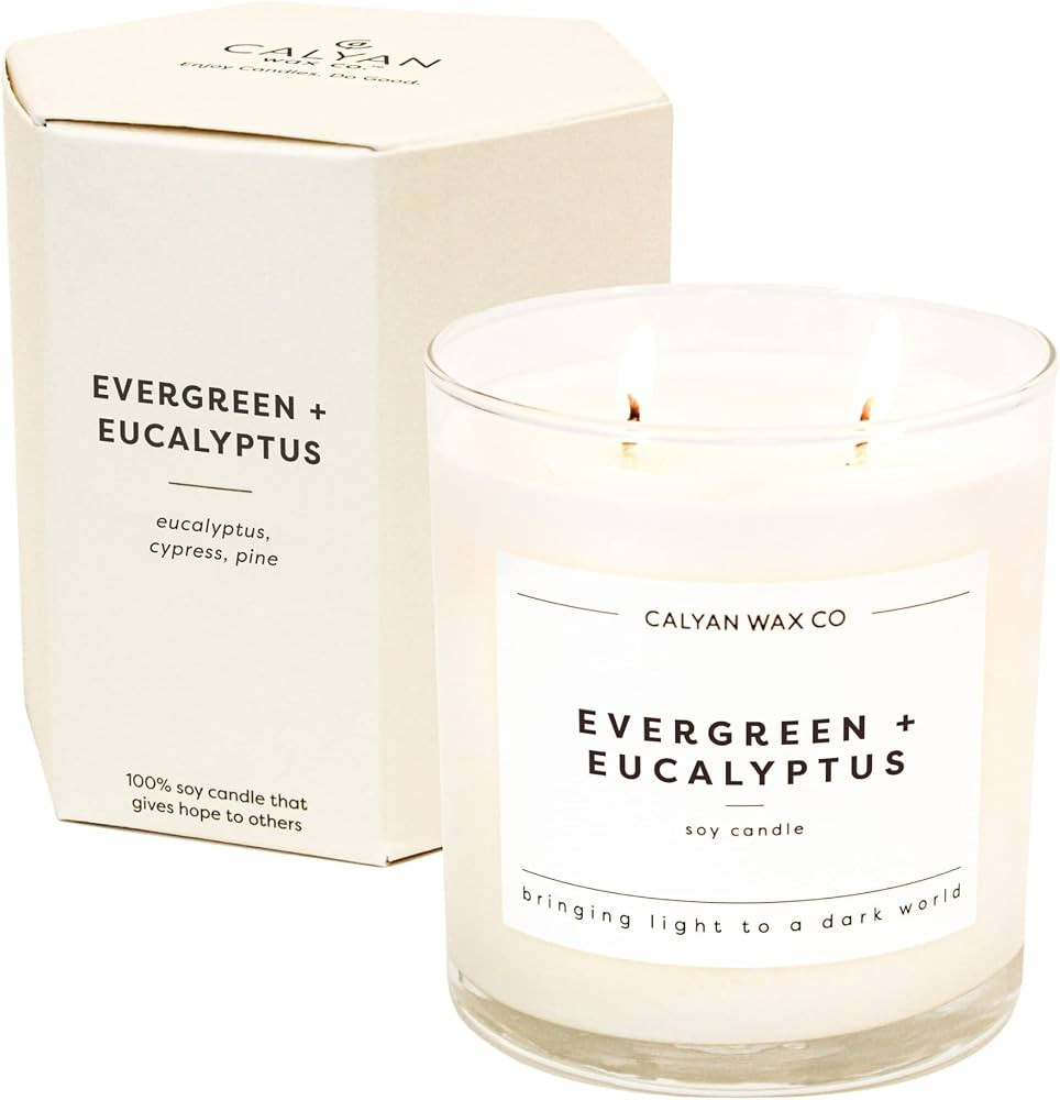 Calyan Wax Scented Candle Evergreen & Eucalyptus Candle for The Home Scented with Fir & Cedar, So... | Amazon (US)