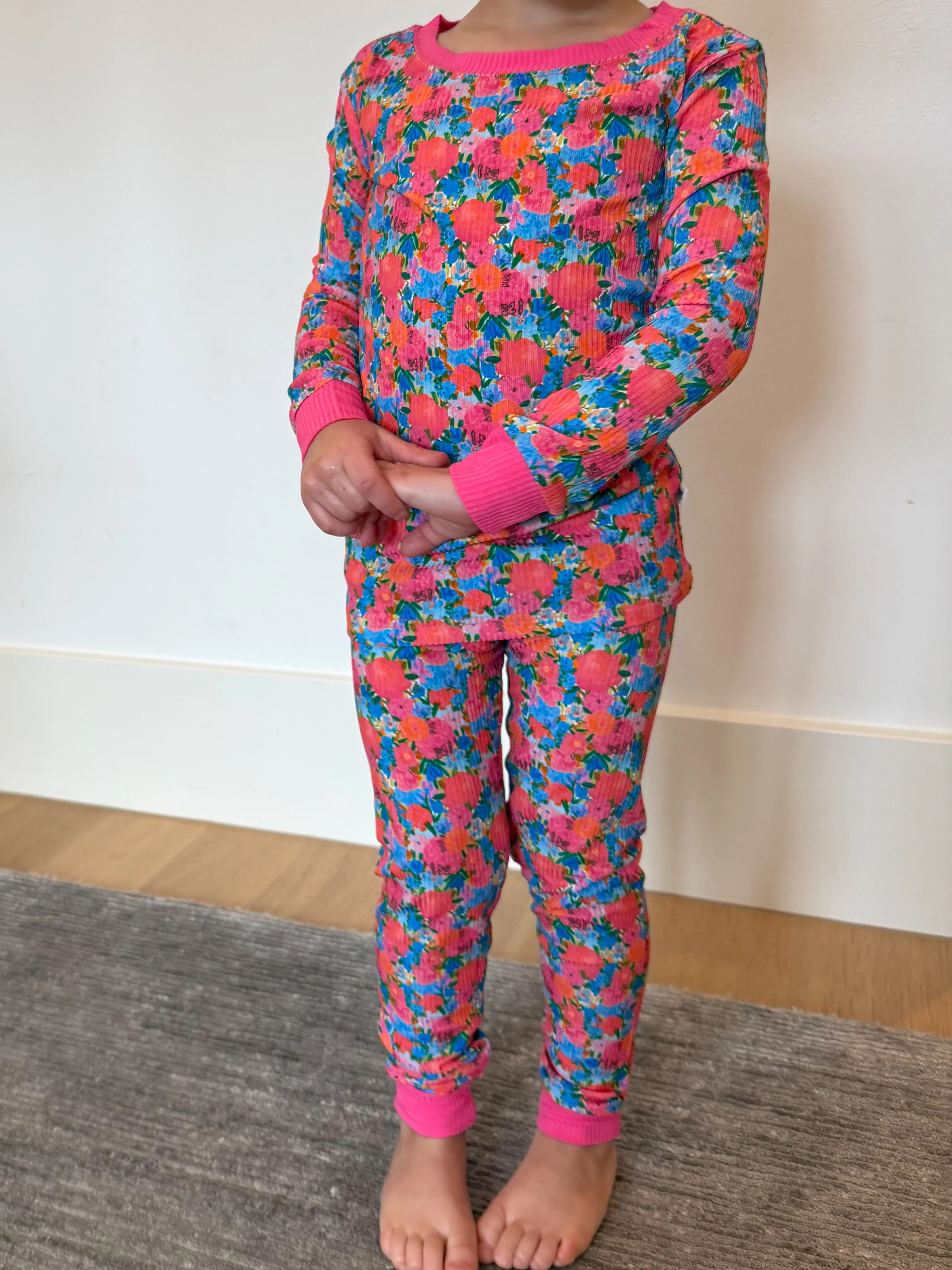 Kids Bold Blooms Two-Piece Ribbed Set | Tiny Talulah | Shop Talulah