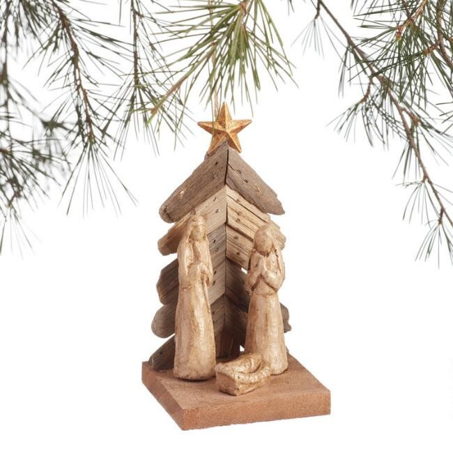 Driftwood and Paper Pulp Nativity Scene Ornament | World Market