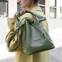 Handbag, Green Leather Bucket Bag Italian Hobo Purse | Etsy (US)