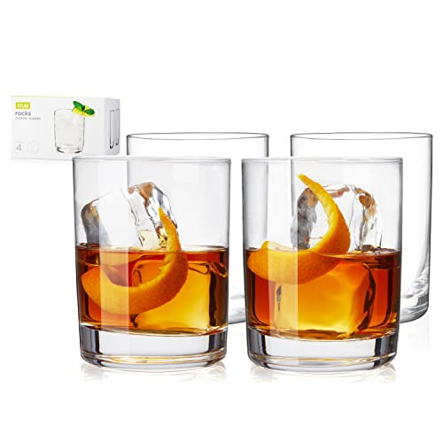 True Rocks Glass, Whiskey Tumblers, Old Fashioned Bourbon Scotch Brandy Rum Drinking Glasses, Whiskey Glasses Perfect for Wedding, Anniversary, Housewarming, Cocktail Party, Home Bars, 12 oz, Set of 4 | Amazon (US)