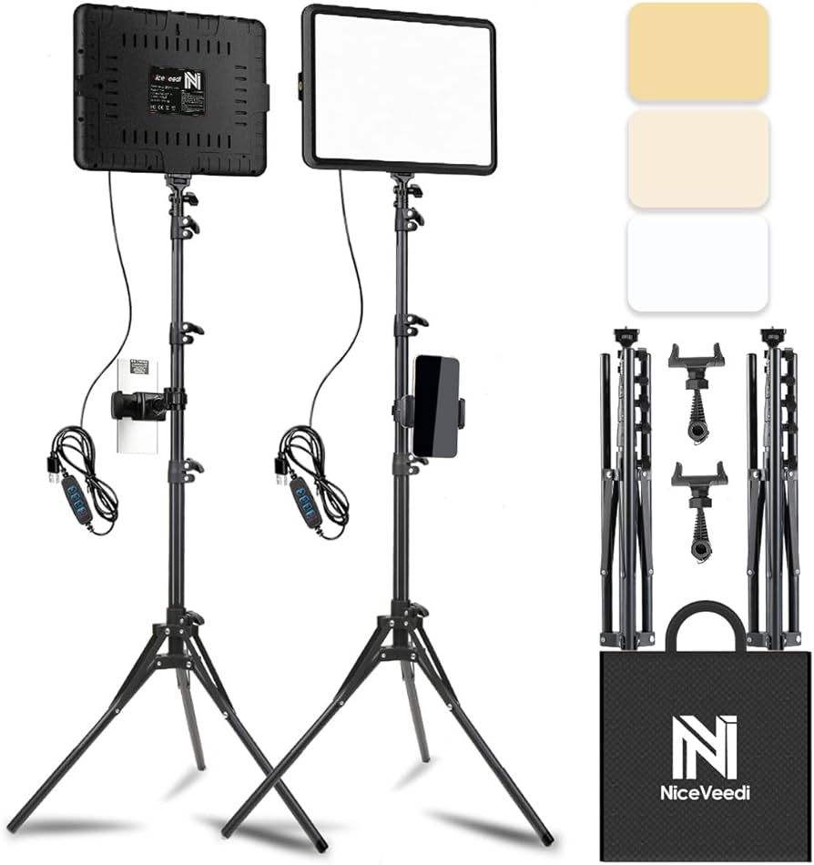 2-Pack LED Video Light Kit, NiceVeedi Studio Light, 2800-6500K Dimmable Photography Lighting Kit ... | Amazon (US)