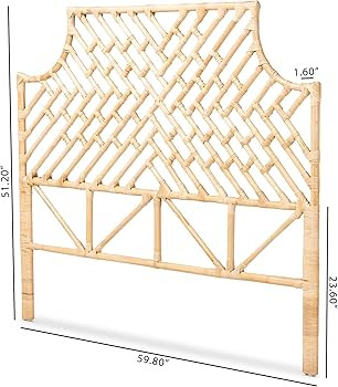 bali & pari Jayliah Modern Bohemian Natural Rattan Queen Size Standalone Headboard | Amazon (US)