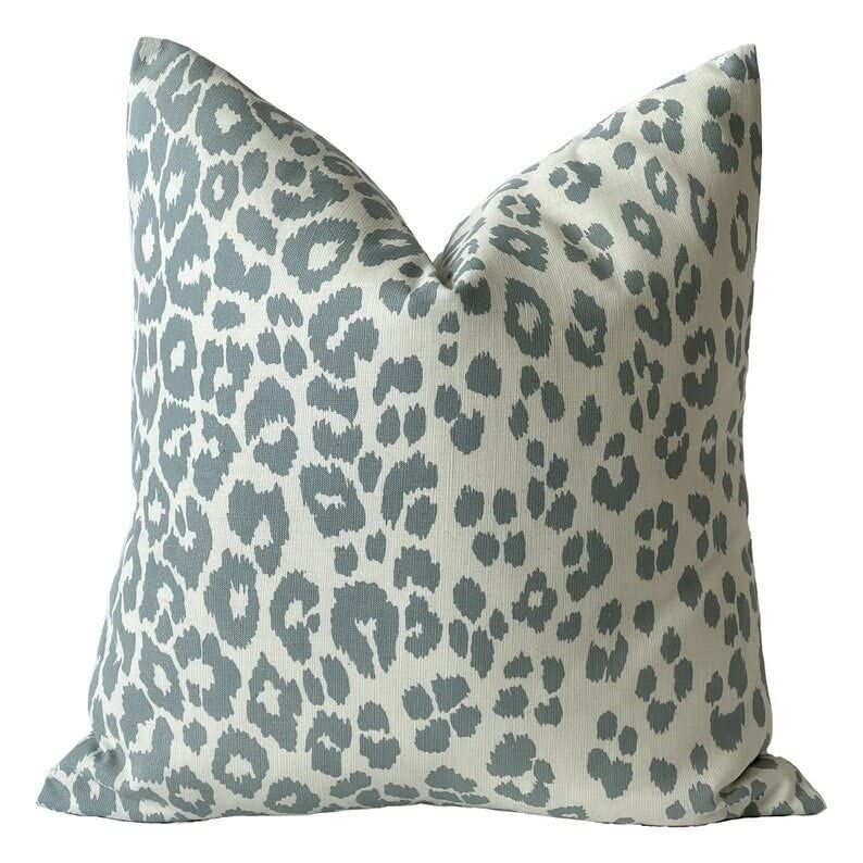 Schumacher Iconic Leopard Pillow Cover in Sky, Decorative Pillow, Designer Pillow, Both side prin... | Amazon (US)