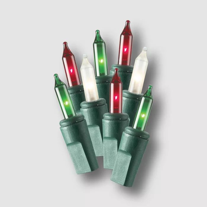 Philips 100ct Christmas Incandescent Smooth Mini String Lights Red Green & White | Target