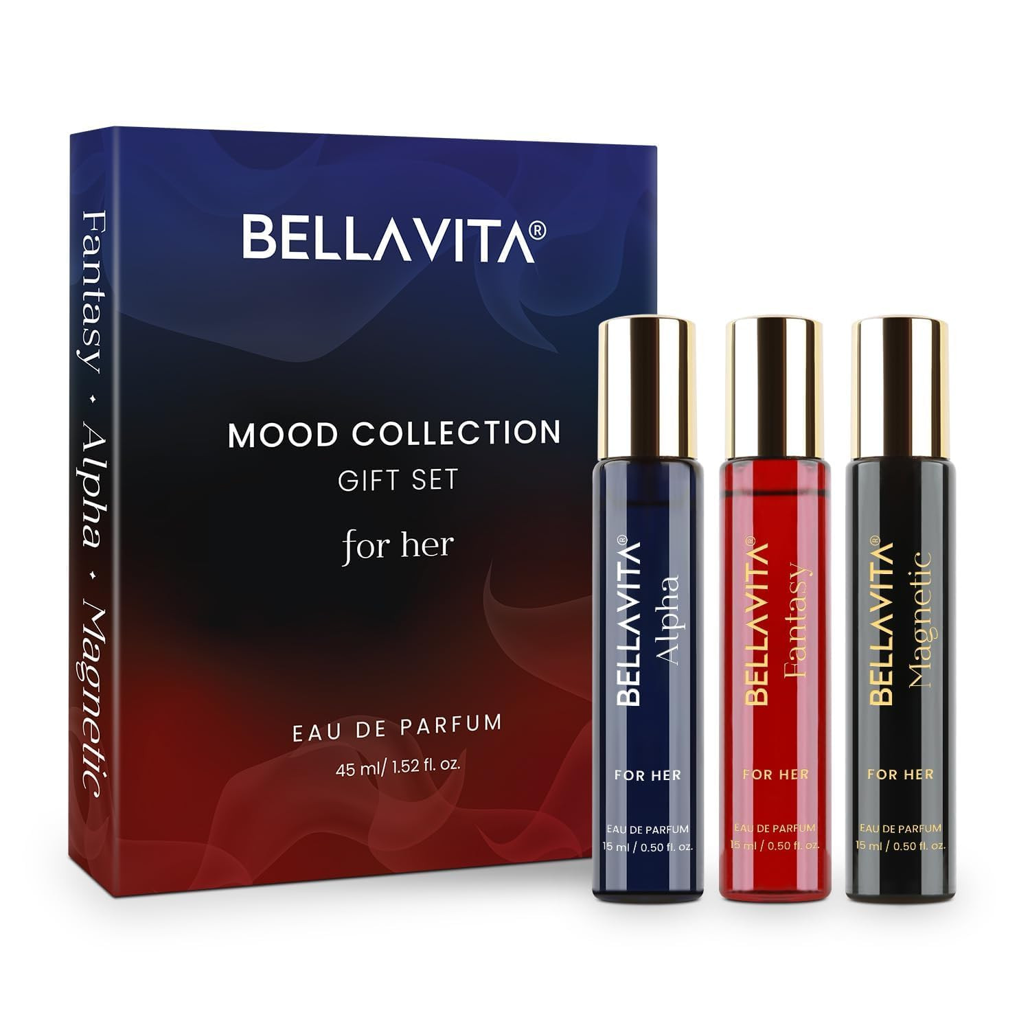 Bellavita Luxury Mood Collection Perfume Gift Set with Alpha, Magnetic, and Fantasy | 45ml | Perf... | Amazon (US)