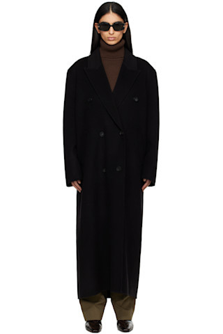 The Frankie Shop - Black Gaia Double Breasted Coat | SSENSE