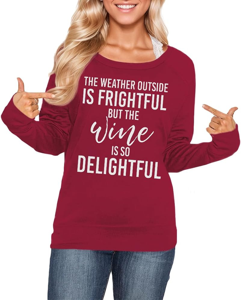 Christmas Women's Long Sleeves Crewneck Graphic Sweatshirt | Amazon (US)