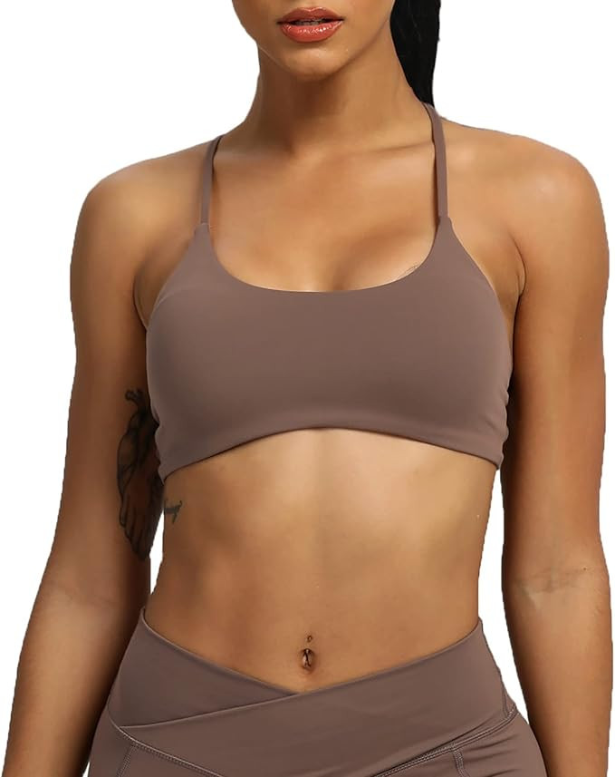 Aoxjox Women's Workout Sports Bras Fitness Backless Padded Ivy Low Impact Bra Yoga Crop Tank Top | Amazon (US)