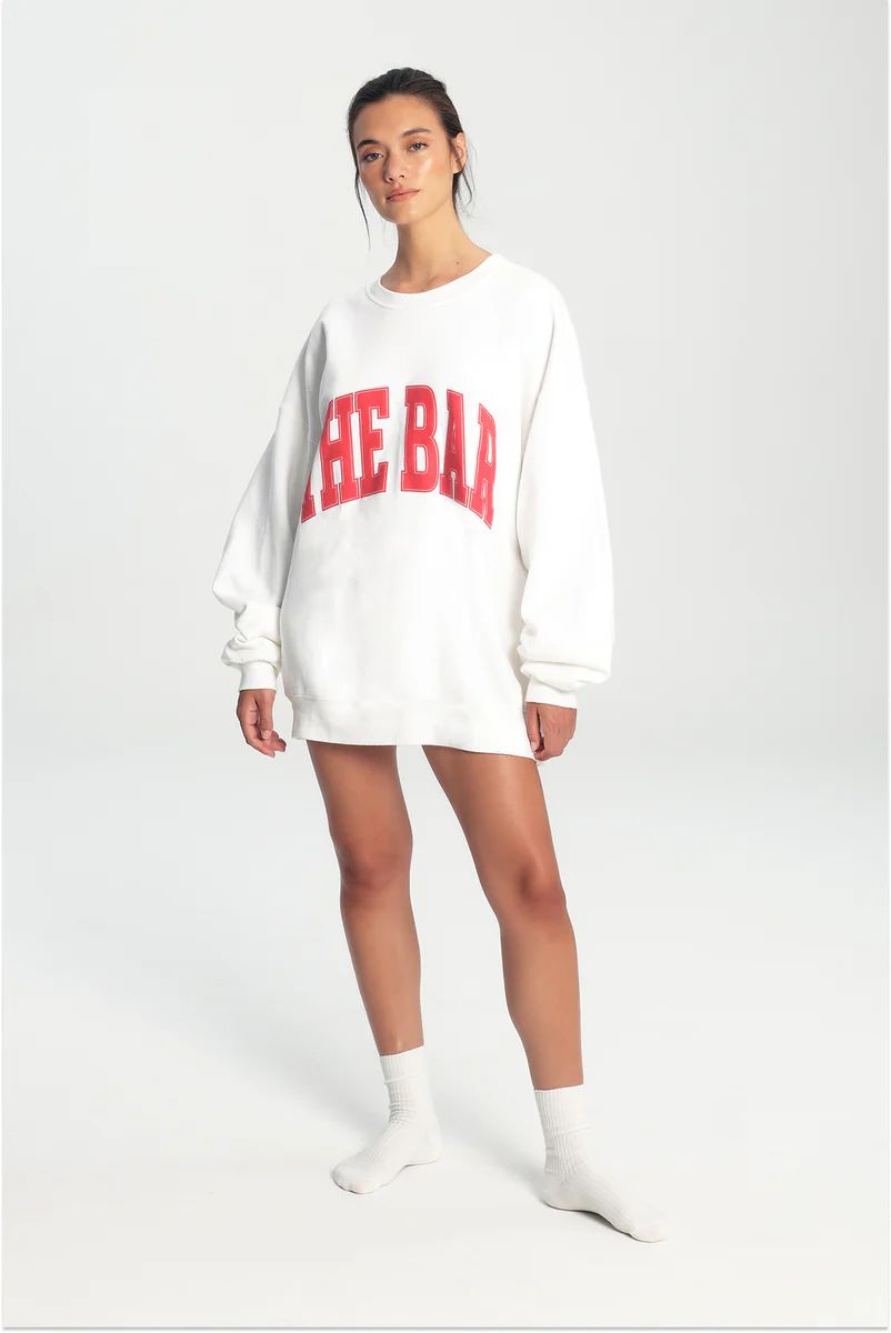 VARSITY SWEATSHIRT WHITE/CHERRY | The Bar