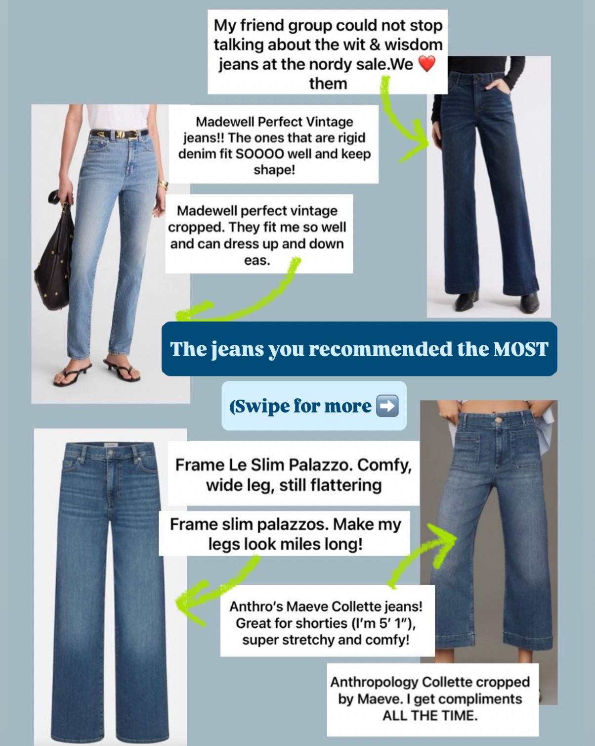 You guys had SO many good recs for jeans - I’m still combing through the responses but here’s a few of the ones I got the most recommendations for. I definitely plan to try some of them out and let you know how they are but in the meantime wanted to share!