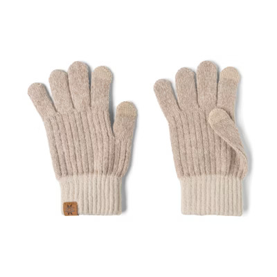 Britt's Knits Kid's Bonfire Tech-Compatible Rib Knitted Cuff Gloves Oat | Target