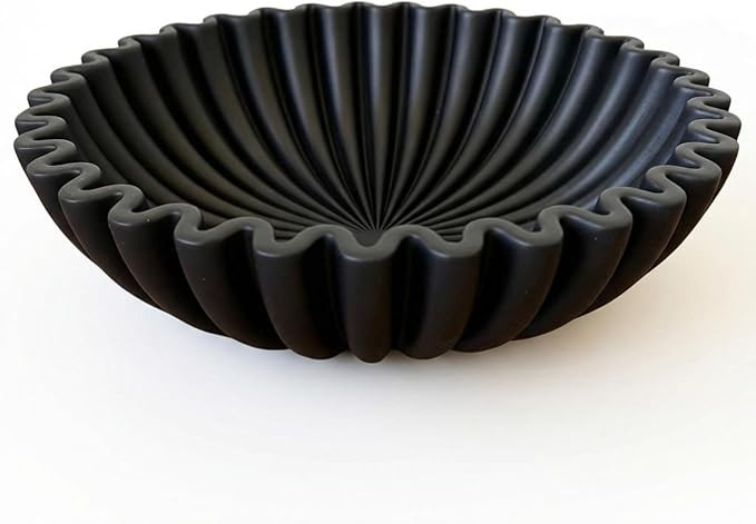 OAKOA Concrete Black Decorative Bowl for Home Decor - Black Fruit Bowl for Kitchen Counter - Blac... | Amazon (US)