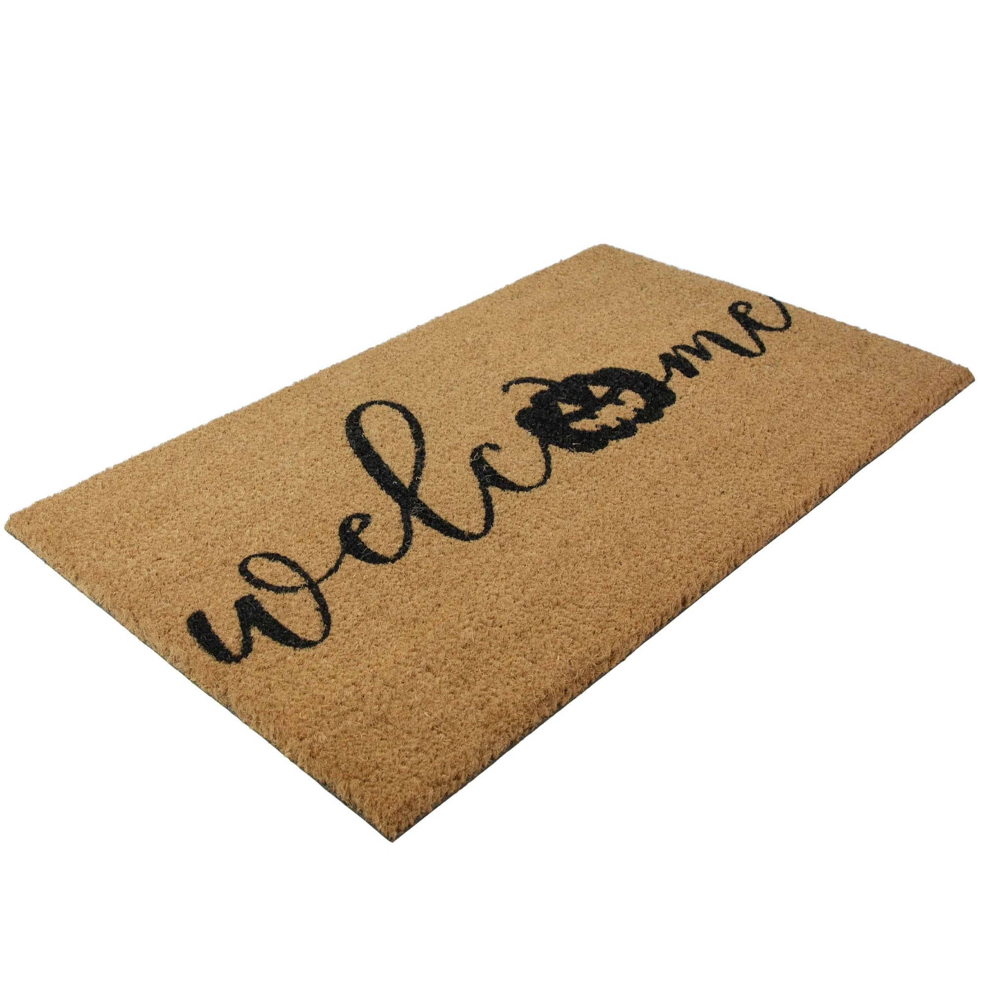 Northlight Natural Coir Pumpkin "Welcome" Halloween Doormat 18" x 30" | Wayfair | Wayfair North America