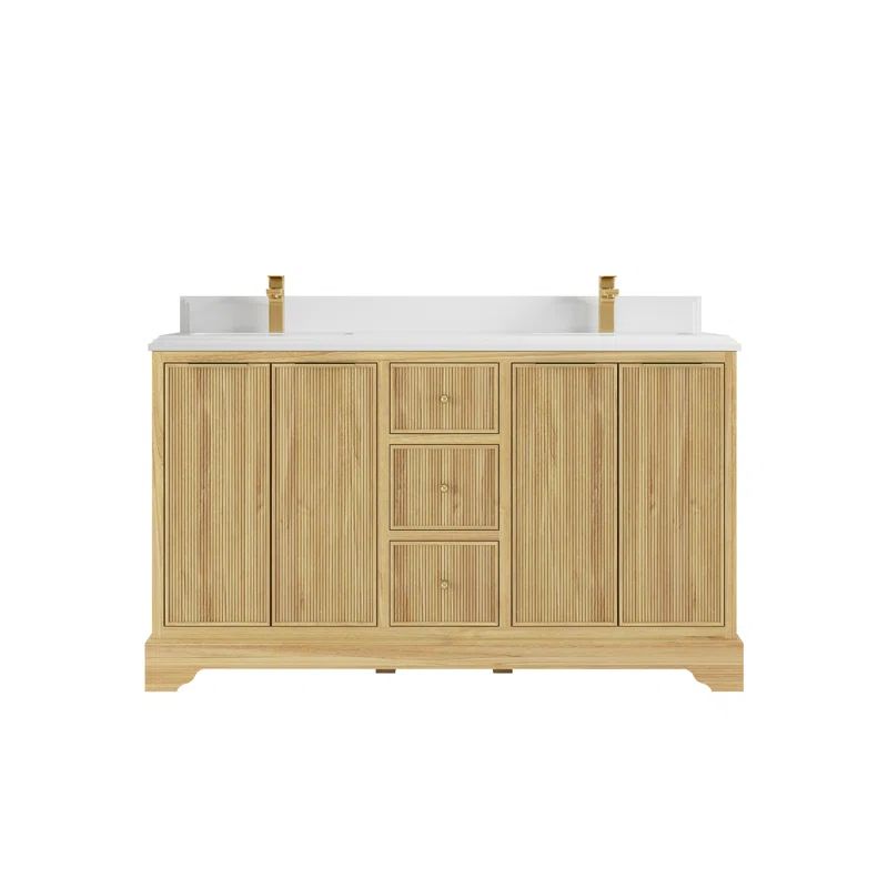 60'' Free Standing Double Bathroom Vanity with Quartz Top | Wayfair North America