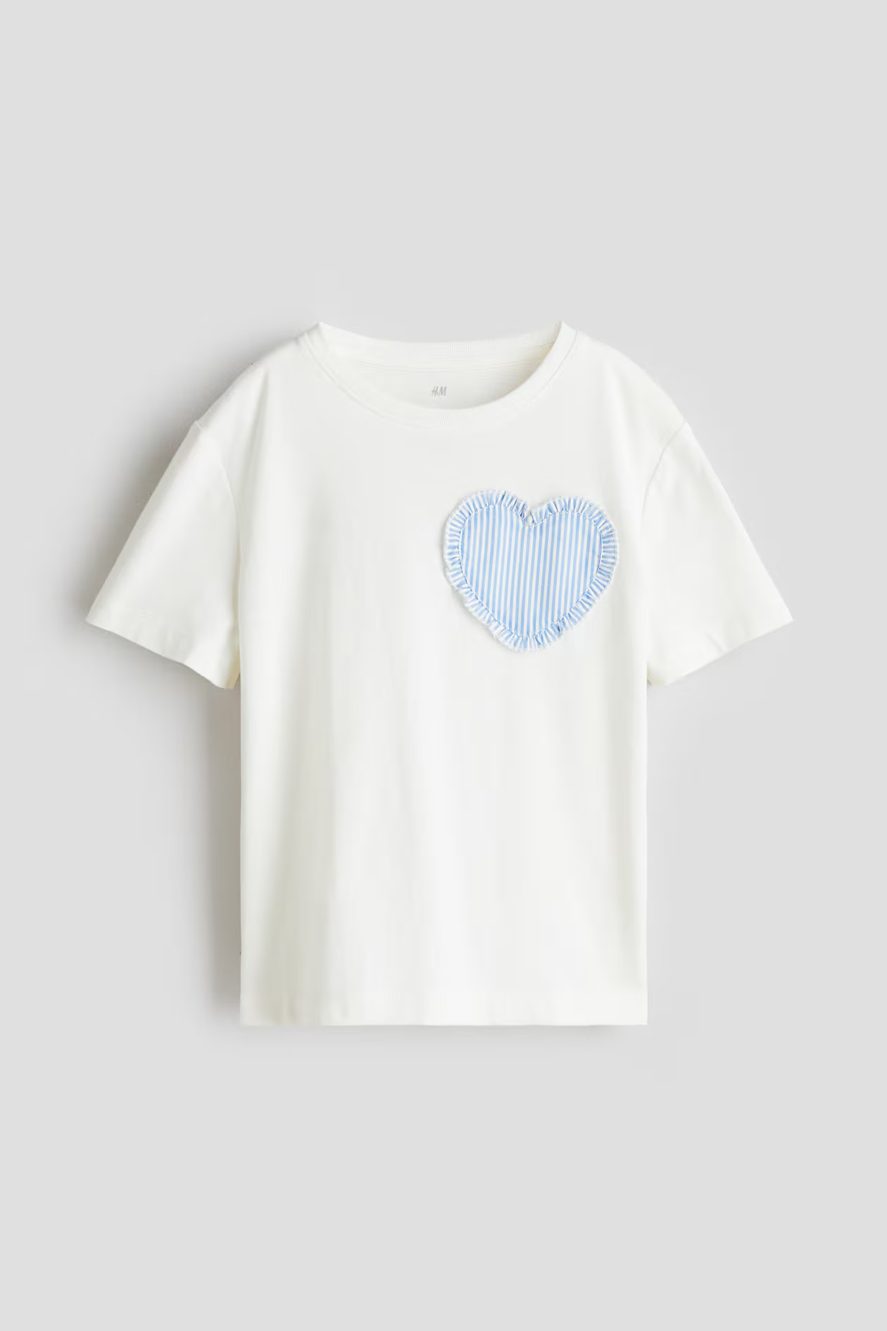 T-Shirt with Motif - White/blue heart - Kids | H&M US | H&M (US + CA)