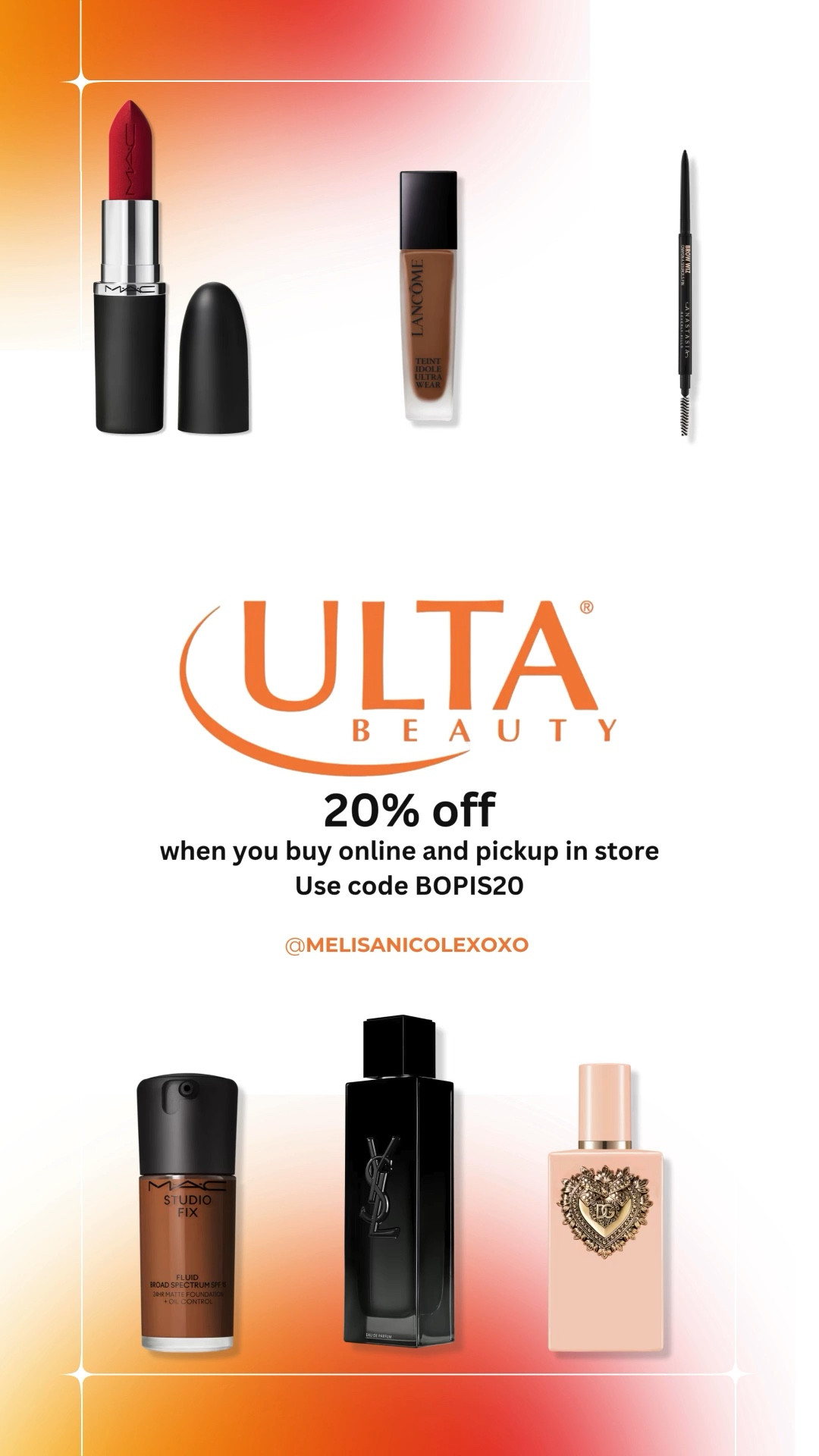 @ULTA Beauty 20% off when you order online, pick up in store with code BOPIS20 now until May 7th. 

#LTKSaleAlert #LTKBeauty #LTKMothersDay